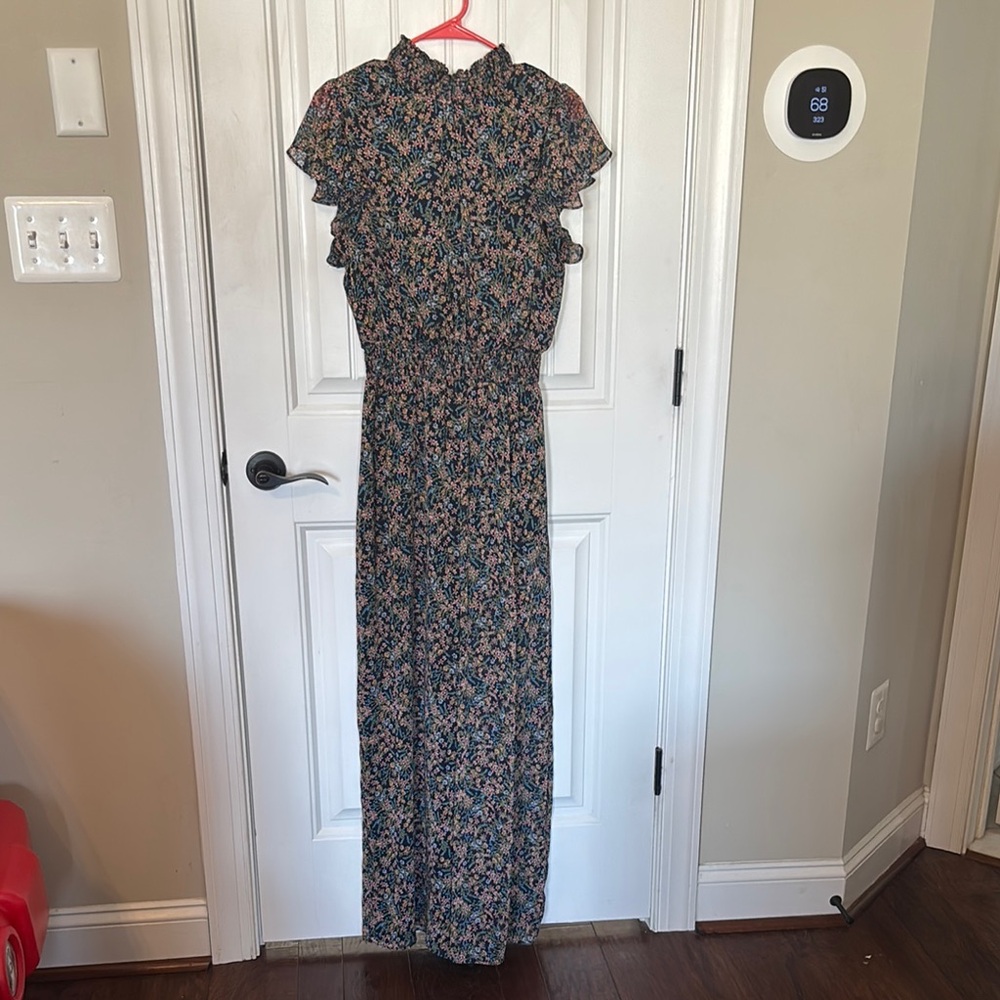 MSK Floral Jumpsuit with Ruffle Sleeves